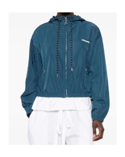 Patrizia Pepe Blue Logo-Print Hooded Jacket