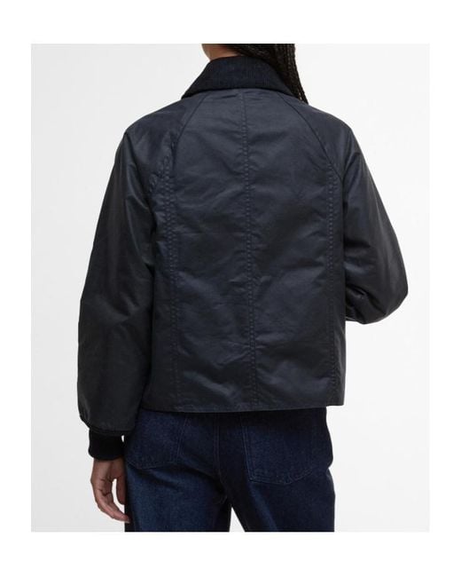 Barbour Blue Cropped Beadnell Waxed Jacket