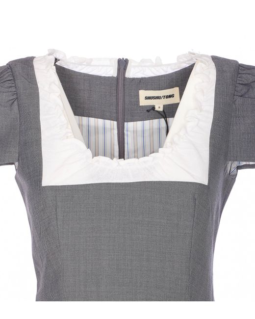 ShuShu/Tong Gray Shushu/Tong Scalloped Mini Dress