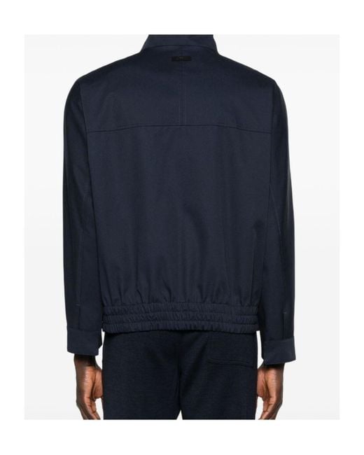 Lardini Blue Elasticated-Hem Bomber Jacket for men