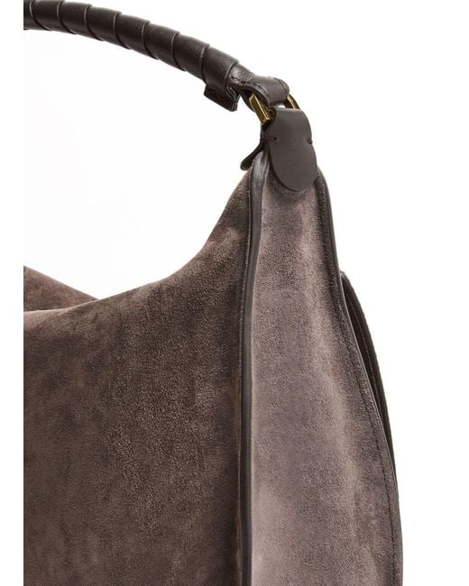 Chloé Brown Marcie Logo Shoulder Bag