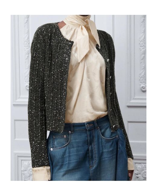 Dior Black Christian Sequinned Tweed Embroidered Cardigan