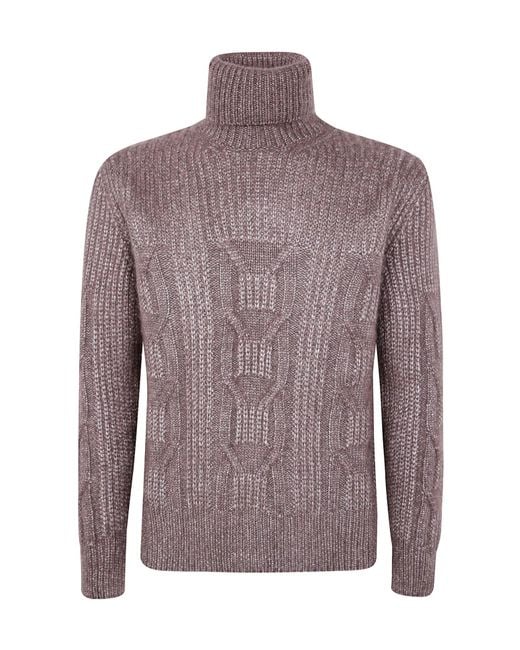 Zegna Purple Turtle Neck Knitted Jumper for men