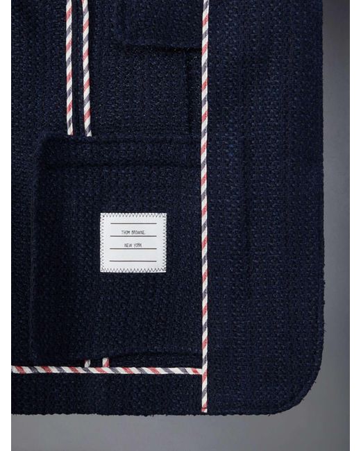 Thom Browne Blue Rwb-Striped Tweed Shirt Jacket