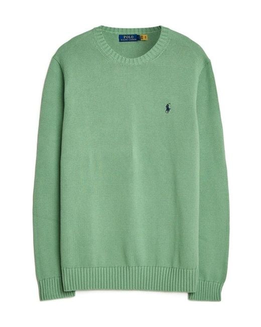 Polo Ralph Lauren Green Logo Embroidered Crewneck Jumper for men