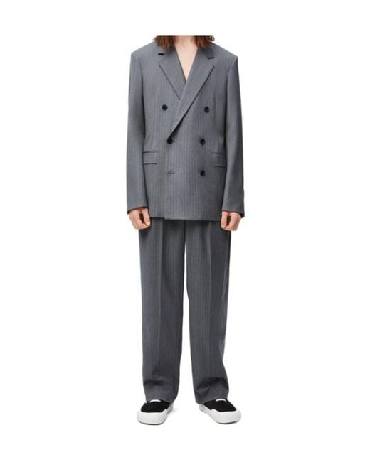ジャケット Loewe Grey wool double-breasted jacket Loewe Double-Breasted Jacket in Gray for Men | Lyst
