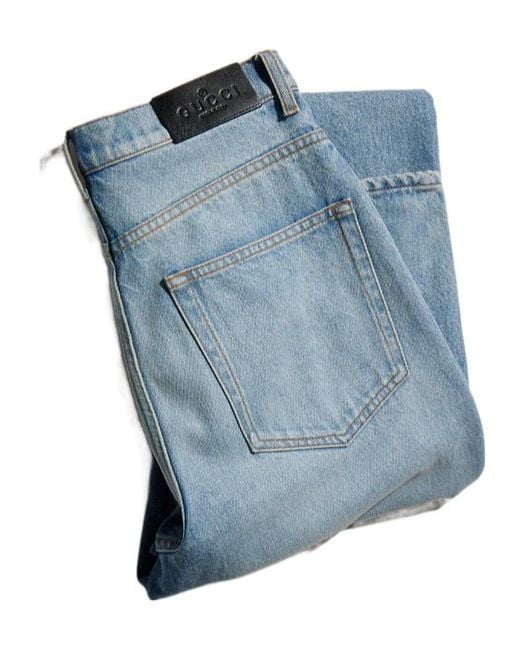 Gucci Blue Bleached Stone Washed Denim Pants for men