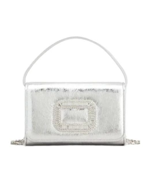 Roger Vivier White Pilgrim Embellished Micro Tote Bag