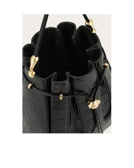 Ferragamo Black Drawstring Shoulder Bag