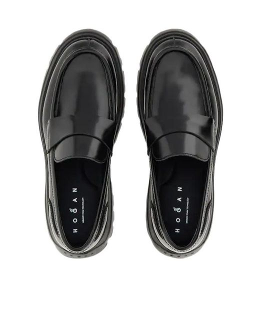 Hogan Black H692 Round-Toe Loafers for men