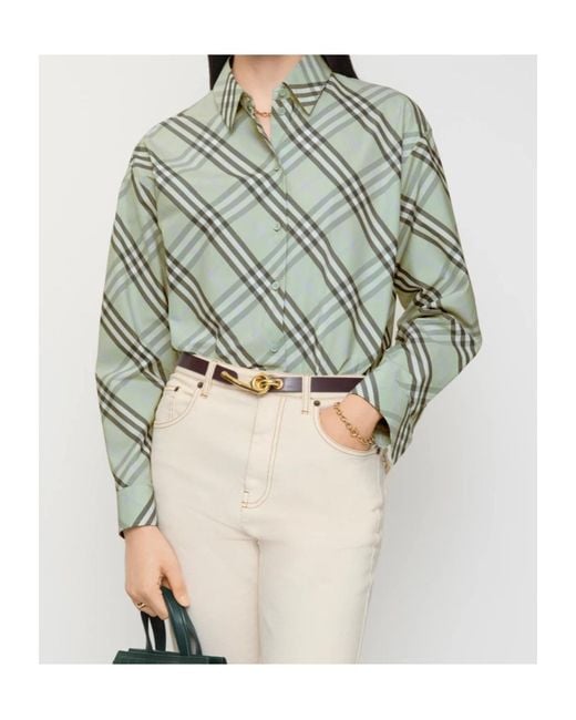 Burberry Green Long Sleeved Checked Shirt