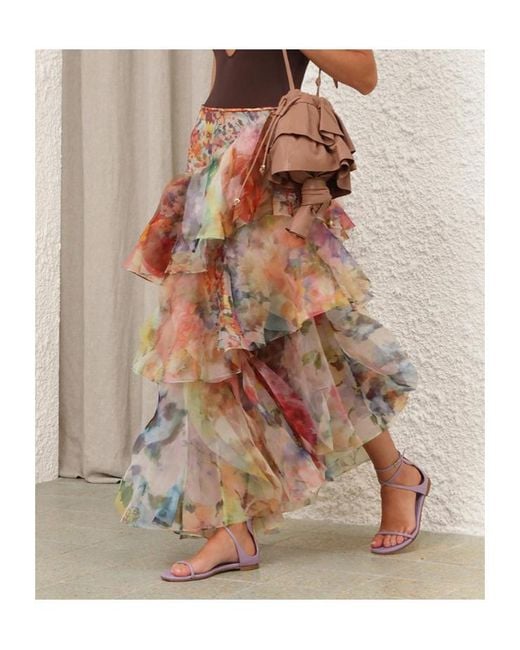 Zimmermann White Luna Ruffled Maxi Skirt