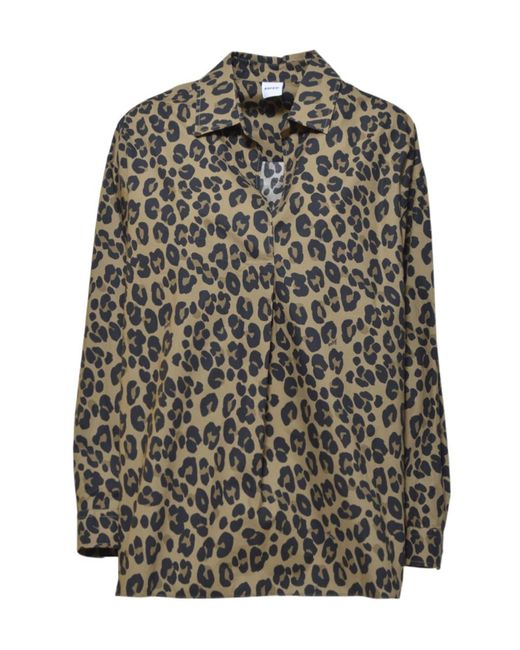Aspesi Gray Long Sleeve Leopard Print Shirt