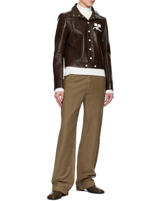 Courreges Black Leatherette Jacket With Pockets And Stretch Cotton for men