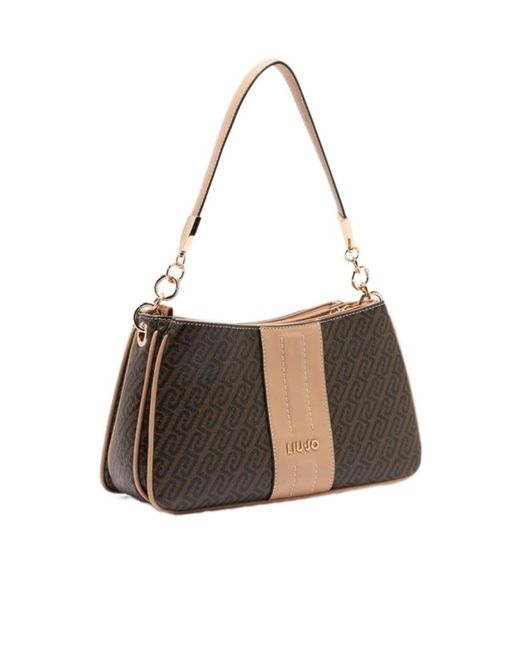 Liu Jo Brown Monogram Detachable Shoulder Bag