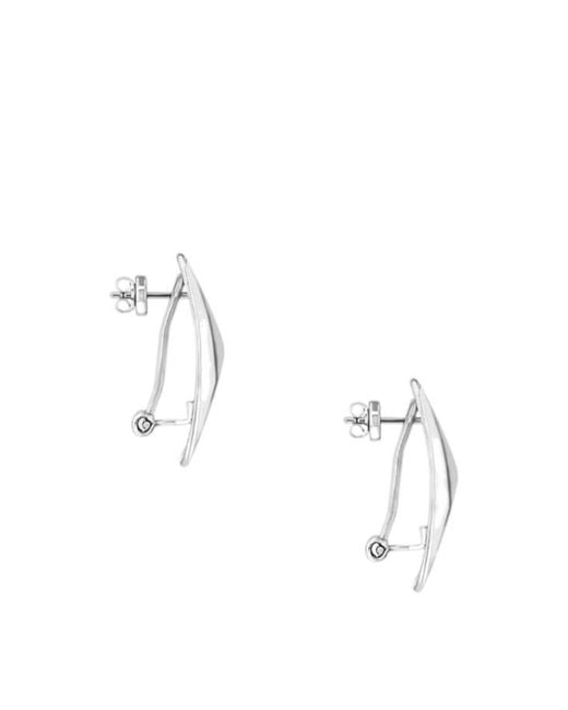 Anine Bing White Curved Rectangle Polished Finish Earrings