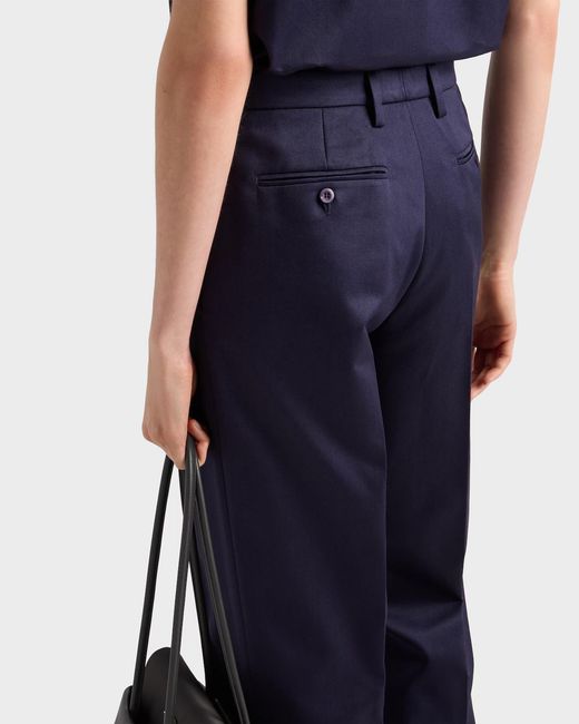 Prada Blue Pleated Straight-Leg Pants
