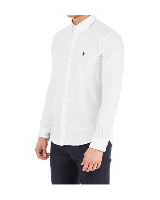 Ralph Lauren White Polo Pony Embroidered Buttoned Shirt for men