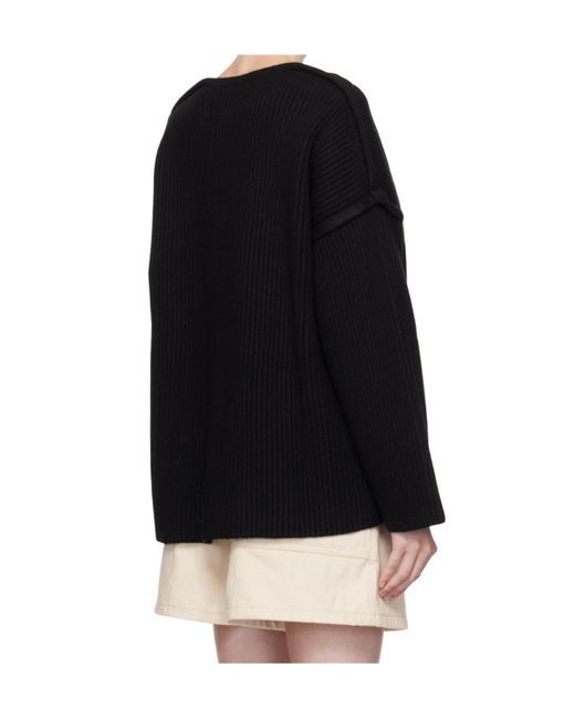 Jil Sander Black Drop Shoulder Crew-Neck Jumper