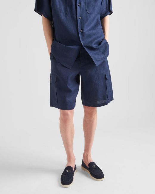 Prada Blue Suede Loafers for men