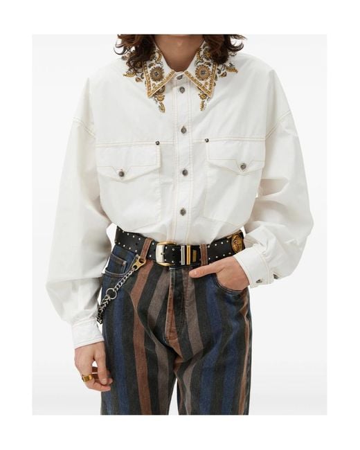 Versace White Long-Sleeved Shirt for men