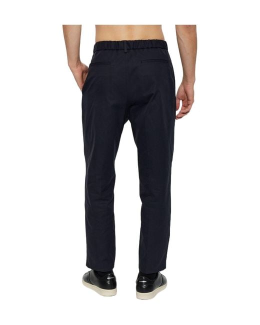 Jil Sander Blue Creased Straight-Leg Pants for men