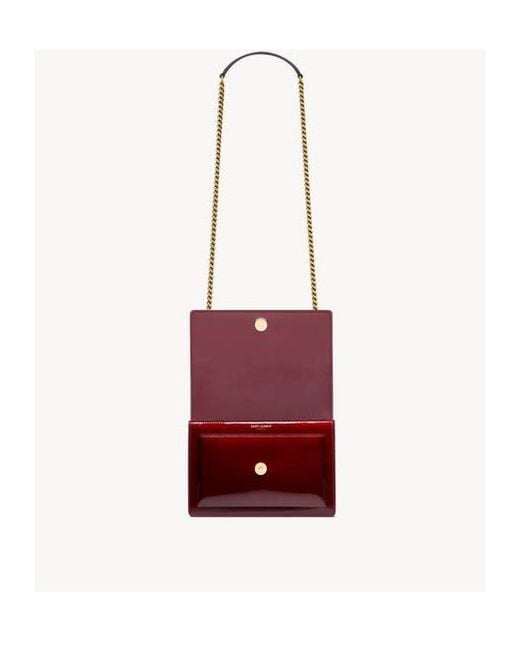 Saint Laurent Red Sunset Folover Top Small Shoulder Bag