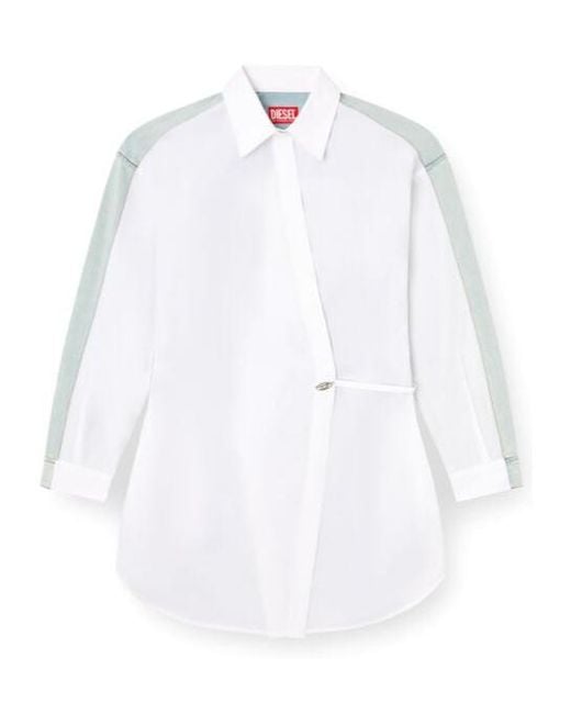 DIESEL White D-Elphi-Den Wrap Shirt Dress