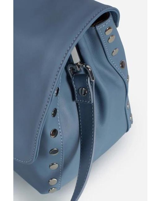 Zanellato Blue Twist Hook Postina Saeta Small Tote Bag
