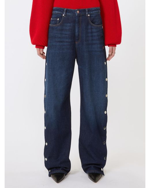 Sportmax Blue Lichene Logo-Patch Jeans