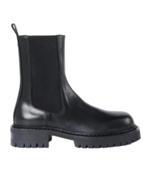 Ann Demeulemeester Black Elastic-Panel Leather Boots