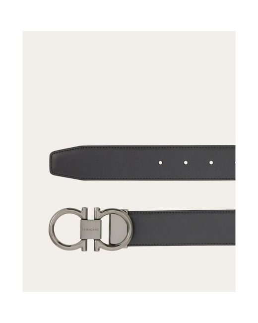 Ferragamo White Reversible And Adjustable Gancini Belt for men