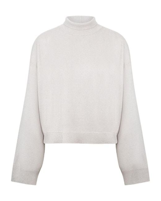 Fabiana Filippi White High-Neck Sequin Sweater