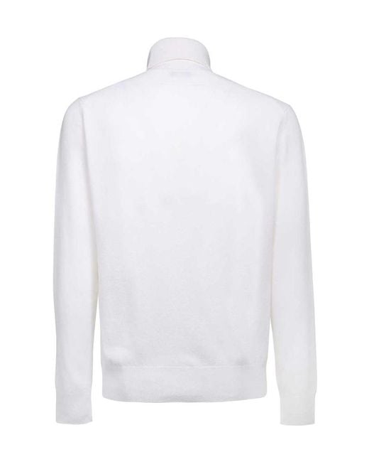 Zegna White High-Neck Long-Sleeved Sweater for men