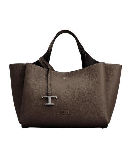 Tod's Brown Logo-Embossed Tote Bag