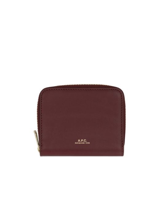 A.P.C. Purple Logo Printed Zip-Around Wallet