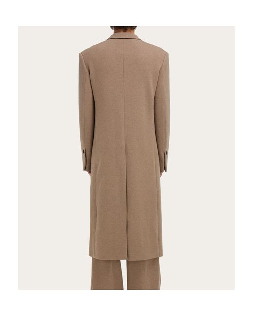 Ferragamo Natural Ferragamo Double Breasted Long Coat for men