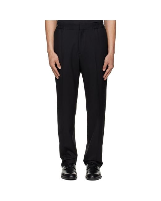 Paul Smith Black Elasticated-Waist Wool Trousers for men