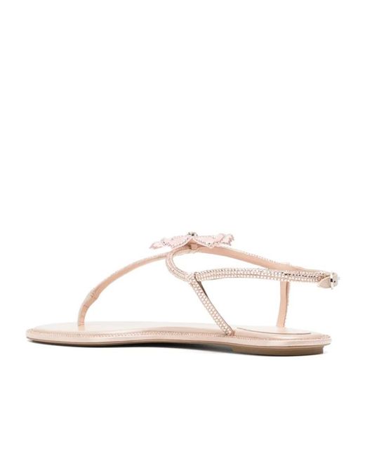Rene Caovilla White René Caovilla Peach Flower Detailed Sandals