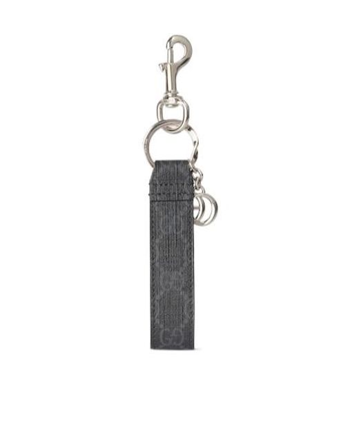 Gucci White Logo Plaque Monogrammed Keychain for men