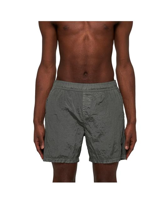 Stone Island Gray Compass Patch Swim Shorts for men