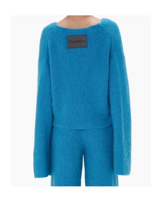 J.W. Anderson Blue Logo Applique Cropped Cardigan