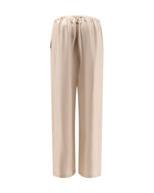 Alysi Natural Drawstring Wide-Leg Pants