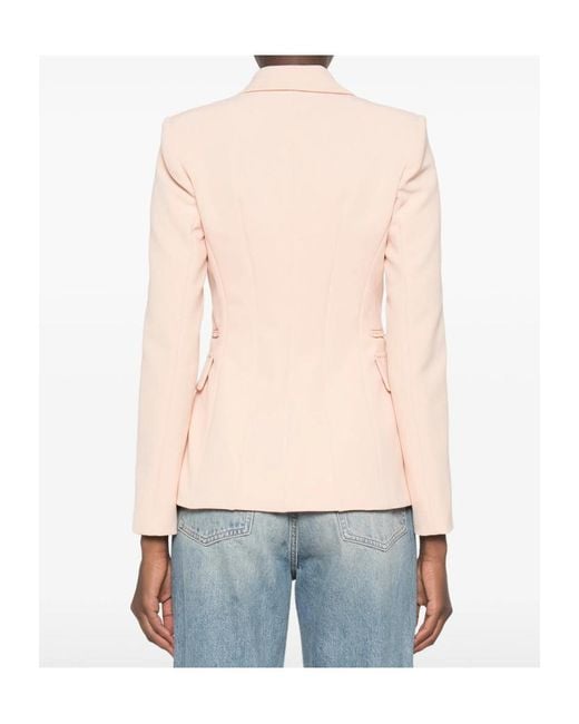 Elisabetta Franchi Pink Peak-Lapel Single-Breasted Blazer