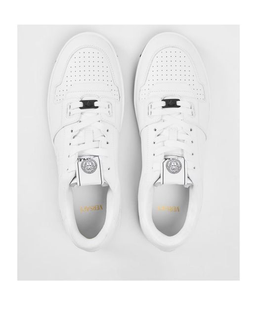 Versace White Logo Low-Top Sneakers for men