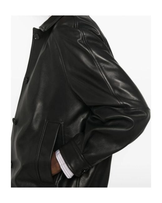 Salvatore Santoro Black Button-Up Leather Jacket