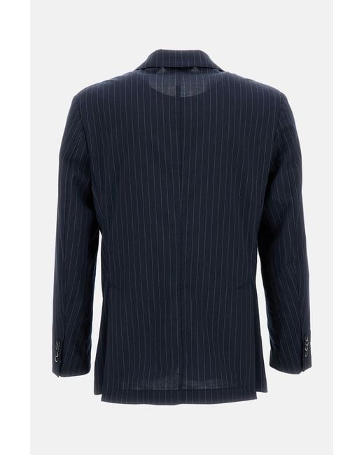 Barena Blue Striped Single-Breasted Blazer for men