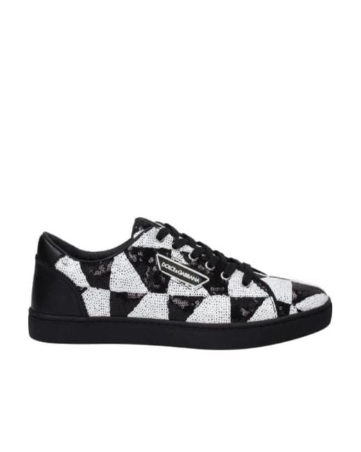 Dolce & Gabbana Black Lace-Up Casual Sneakers for men