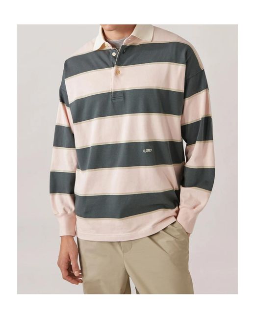 Autry Multicolor Striped Long-Sleeve Polo Shirt for men