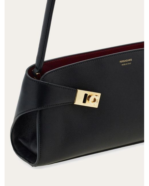 Ferragamo Black Hug Embossed Leather Tote Bag